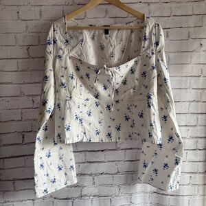 Wild Fable Blue Floral Blouse